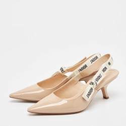 Pre Owned Dior Beige Patent J'Adior Slingback Pumps Size 39.5