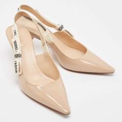 Pre Owned Dior Beige Patent J'Adior Slingback Pumps Size 39.5