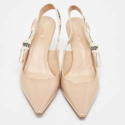 Pre Owned Dior Beige Patent J'Adior Slingback Pumps Size 39.5