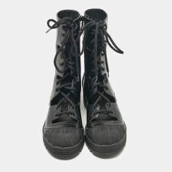 Dior Black Leather Combat Boots Size 37