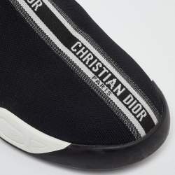 Pre Owned Dior Black Knit Fabric Two Point Zero High Top Sneakers Size 40