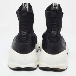 Pre Owned Dior Black Knit Fabric Two Point Zero High Top Sneakers Size 40