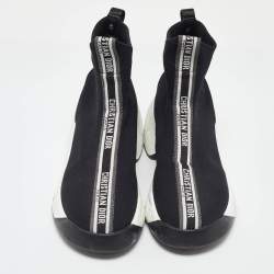 Pre Owned Dior Black Knit Fabric Two Point Zero High Top Sneakers Size 40