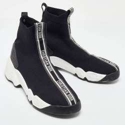 Pre Owned Dior Black Knit Fabric Two Point Zero High Top Sneakers Size 40