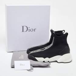 Pre Owned Dior Black Knit Fabric Two Point Zero High Top Sneakers Size 40