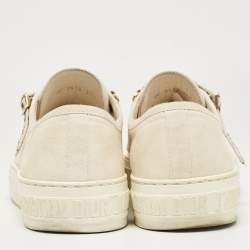 Pre Owned Dior Cream Canvas Walk'n'Dior Lace Up Sneakers Size 37.5