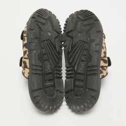 Dior Brown/Brown Canvas DiorAct Flat Sandals Size 38.5