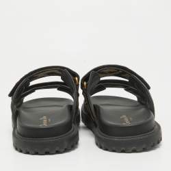 Dior Brown/Brown Canvas DiorAct Flat Sandals Size 38.5