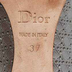 Pre Owned Dior Silver Cannage Patent Pointed Toe Pumps Size 37