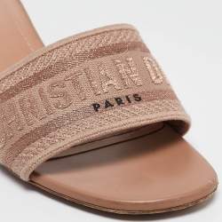 Dior Beige Canvas Dway Slide Sandals Size 39.5
