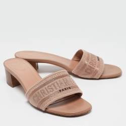 Dior Beige Canvas Dway Slide Sandals Size 39.5