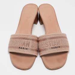 Dior Beige Canvas Dway Slide Sandals Size 39.5