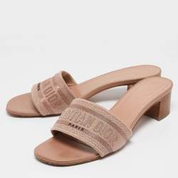 Dior Beige Canvas Dway Slide Sandals Size 39.5