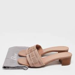 Dior Beige Canvas Dway Slide Sandals Size 39.5