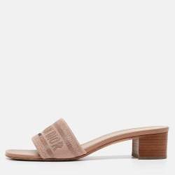 Dior Beige Canvas Dway Slide Sandals Size 39.5
