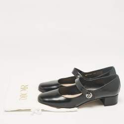 Pre Owned Dior Black Leather D-Doll Mary Jane Pumps Size 38