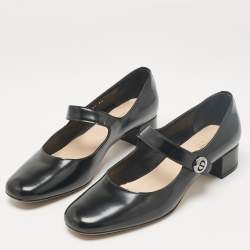 Pre Owned Dior Black Leather D-Doll Mary Jane Pumps Size 38