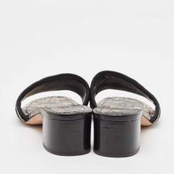 Pre Owned Dior Black/Gold Fabric Dway Slide Sandals Size 37.5