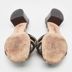 Pre Owned Dior Black/Gold Fabric Dway Slide Sandals Size 37.5