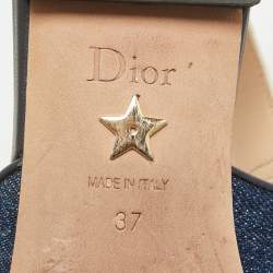 Pre Owned Dior Navy Blue Denim J'adior Slingback Flats Size 37
