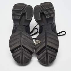 Pre Owned Dior Black Leather and Neoprene D-Connect Lace Up Sneakers Size 37.5