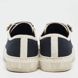 Dior Black/White Canvas Walk'n'Dior Lace Up Sneakers Size 37.5