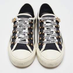 Dior Black/White Canvas Walk'n'Dior Lace Up Sneakers Size 37.5