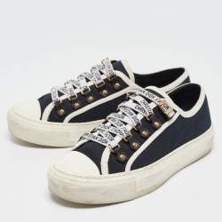 Dior Black/White Canvas Walk'n'Dior Lace Up Sneakers Size 37.5