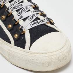 Dior Black/White Canvas Walk'n'Dior Lace Up Sneakers Size 37.5