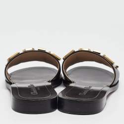 Dior Black Leather Dior Evolution Flat Slides Size 34