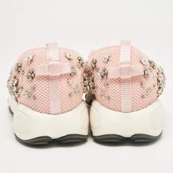 Dior Pink Embellished Mesh Fusion Sneakers Size 38