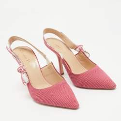 Pre Owned Dior Pink Brocade Fabric J'Adior Slingback Pumps Size 40