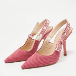 Pre Owned Dior Pink Brocade Fabric J'Adior Slingback Pumps Size 40