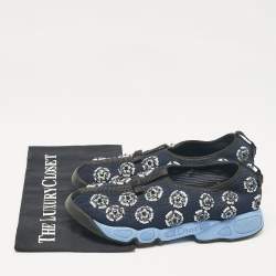 Dior Blue Embellished Mesh Fusion Sneakers Size 38