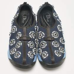 Dior Blue Embellished Mesh Fusion Sneakers Size 38