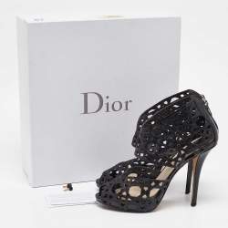 Dior Black Patent Leather Ankle Strap Sandals Size 39.5
