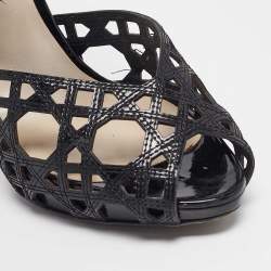 Dior Black Patent Leather Ankle Strap Sandals Size 39.5