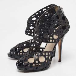 Dior Black Patent Leather Ankle Strap Sandals Size 39.5