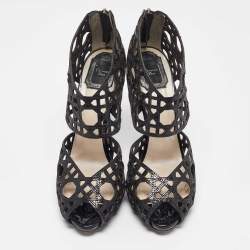 Dior Black Patent Leather Ankle Strap Sandals Size 39.5