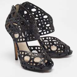 Dior Black Patent Leather Ankle Strap Sandals Size 39.5