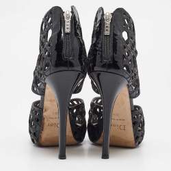 Dior Black Patent Leather Ankle Strap Sandals Size 39.5