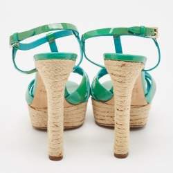 Dior Green Patent Leather Ankle Strap Sandals Size 36.5
