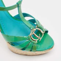 Dior Green Patent Leather Ankle Strap Sandals Size 36.5