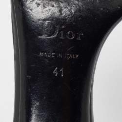 Dior Black Leather Logo Metal Slide Sandals Size 41
