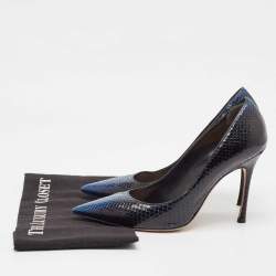 Pre Owned Dior Black/Blue Python Pointed Toe Pumps 40