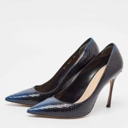 Pre Owned Dior Black/Blue Python Pointed Toe Pumps 40