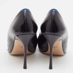 Pre Owned Dior Black/Blue Python Pointed Toe Pumps 40