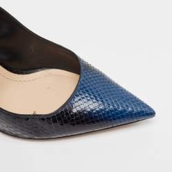 Pre Owned Dior Black/Blue Python Pointed Toe Pumps 40
