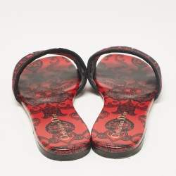 Dior Red/Black Canvas Dway Flat Slides Size 39