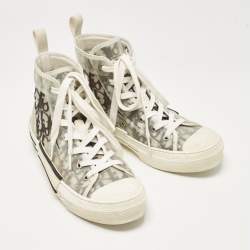 Dior Grey Mesh and PVC B23 High Top Sneakers Size 39
